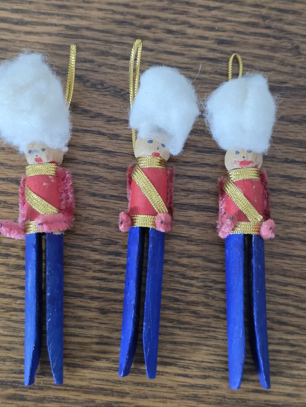 Vintage Wooden Nutcracker Soldier Ornaments Set of 3